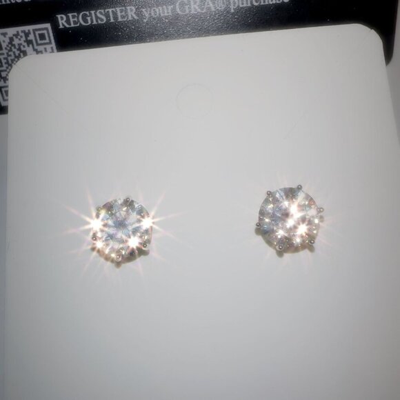 Moissanite Stud Earrings 8mm Round D Color VVS1 GRA Cert - Picture 7 of 16